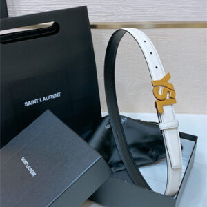 YSL Belts In Leather 24MM Aged Gold Hardware White