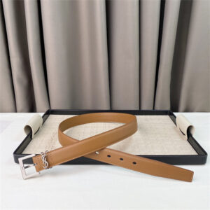 YSL Belts In Leather 30MM Silver Hardware Brown