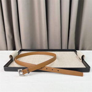 YSL Belts In Leather 20MM Silver Hardware Brown