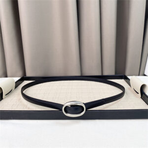 YSL Belts In Leather 15MM Silver Hardware Black