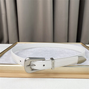 YSL Belts In Leather 25MM Silver Hardware White