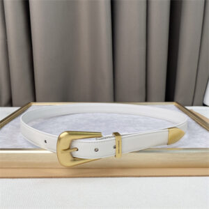 YSL Belts In Leather 25MM Gold Hardware White