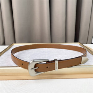 YSL Belts In Leather 25MM Silver Hardware Brown