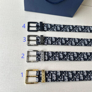 Dior Belts In Blue Jacquard Canvas & Calfskin 35MM Hardware Color Options