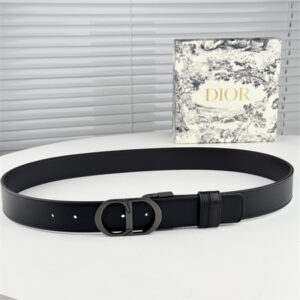 Dior Belts In Black Calfskin 35MM Pewter Color Hardware