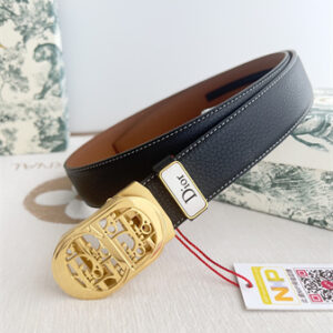 Dior Belts In Calfskin Black/Brown 35MM Gold Hardware