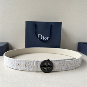 Dior Belts In Beige Jacquard Canvas & Calfskin 35MM Black Hardware
