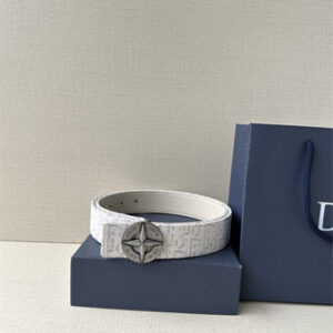 Dior Belts In Beige Jacquard Canvas & Calfskin 35MM Silver Hardware