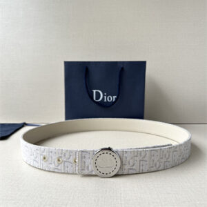 Dior Belts In Beige Jacquard Canvas & Calfskin 35MM Silver Hardware