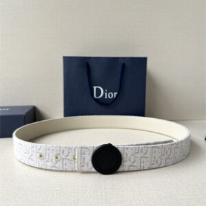 Dior Belts In Beige Jacquard Canvas & Calfskin 35MM Black Hardware