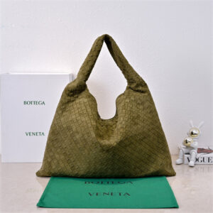 BV Large Hop Shoulder Bag In Suede Olive