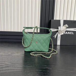 Chanel Small Hobo Bag Grained Calfskin & Gold-Tone Metal Green AP4386