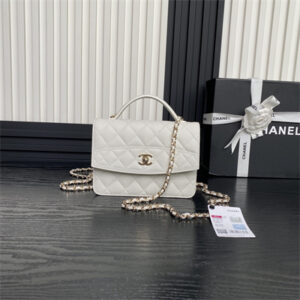 Chanel Clutch with Chain Grained Calfskin & Gold-Tone Metal White AP4406