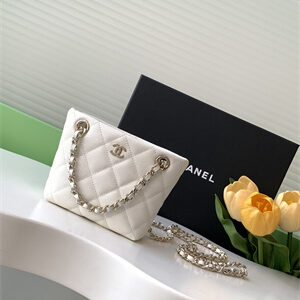 Chanel Classic Clutch with Chain Grained Calfskin & Gold-Tone Metal White AP4422