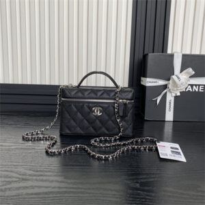 Chanel Vanity with chain Grained Calfskin & Silver-Tone Metal Black AP4414