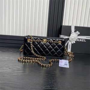 Chanel Clutch Shiny Lambskin & Gold-Tone Metal  Black AS5203