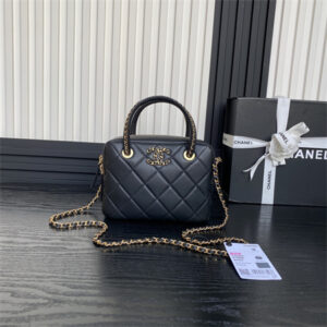 Chanel Top Handle Bag with chain Lambskin & Gold-Tone Metal Black AS5300
