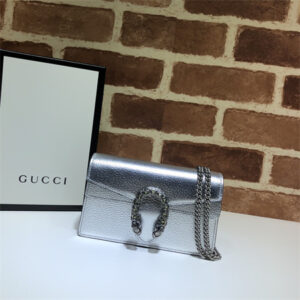 Gu.cci Dionysus Super Mini Bag Silver Leather 476432