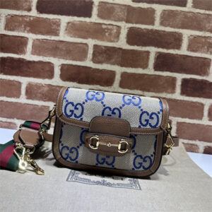 Gu.cci Horsebit 1955 Blue Jumbo GG Mini Bag  658574