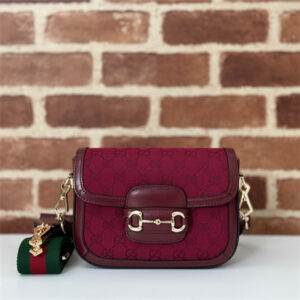 Gu.cci Horsebit 1955 Mini Bag GG Canvas Burgundy 658574