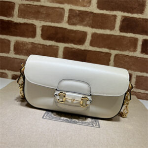 Gu.cci Horsebit 1955 Small Shoulder Bag White Leather 735178