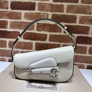 Gu.cci Horsebit 1955 Small Shoulder Bag White Leather 764155