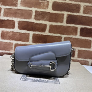 Gu.cci Horsebit 1955 Mini Shoulder Bag Grey Leather 774209