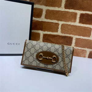 Gu.cci Horsebit 1955 Wallet With Chain GG Supreme Canvas 621892