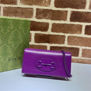 Gu.cci Horsebit 1955 Wallet With Chain Purple Leather 621892