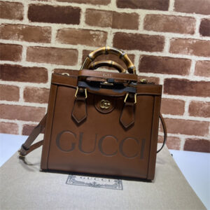 Gu.cci Diana Small Tote Bag Brown Leather With Gucci Printing 660195