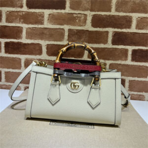 Gu.cci Diana Small Shoulder Bag White Leather 735153