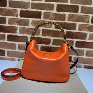 Gu.cci Diana Medium Shoulder Bag Orange Leather 746124