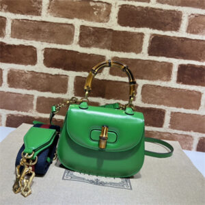 Gu.cci Bamboo 1947 Mini Top Handle Bag Green Leather 686864