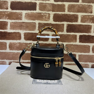 Gu.cci Mini Bamboo Shoulder Bag Black Leather 760200