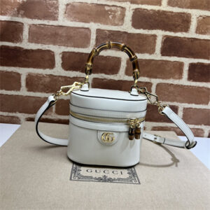 Gu.cci Mini Bamboo Shoulder Bag White Leather 760200