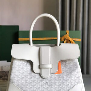 Goyard Saigon Tote Bag Goyardine Canvas & Chevroches Calfskin White