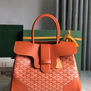 Goyard Saigon Tote Bag Goyardine Canvas & Chevroches Calfskin Orange