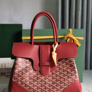 Goyard Saigon Tote Bag Goyardine Canvas & Chevroches Calfskin Red