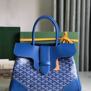 Goyard Saigon Tote Bag Goyardine Canvas & Chevroches Calfskin Sky Blue