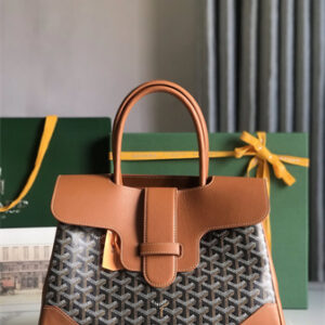 Goyard Saigon Tote Bag Goyardine Canvas & Chevroches Calfskin Black/Tan