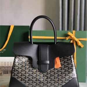 Goyard Saigon Tote Bag Goyardine Canvas & Chevroches Calfskin Black