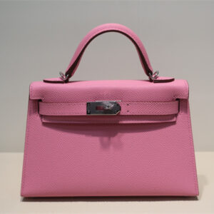 Kelly Mini II Bag Epsom Leather Gold/Silver Hardware In Pink Color HS