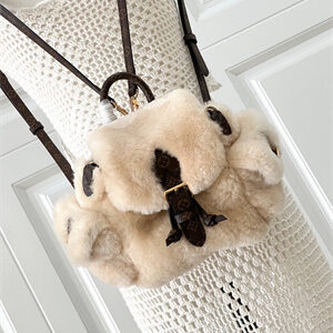 L.V Nano Teddy Backpack Shearling Cream M11919