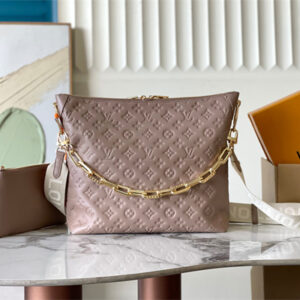 L.V Coussin Coussin Hobo MM Bag Calf Leather Galet M12071