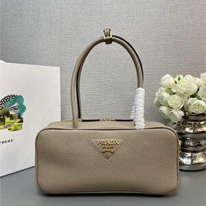 Prada Medium Grained leather top-handle bag Beige 1BB126