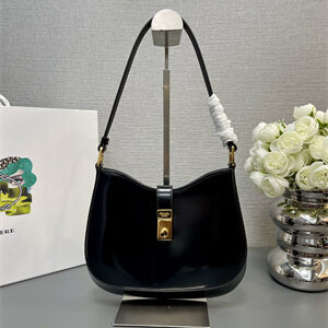 Prada Cleo Shoulder Bag Shinny Leather Black 1BC169