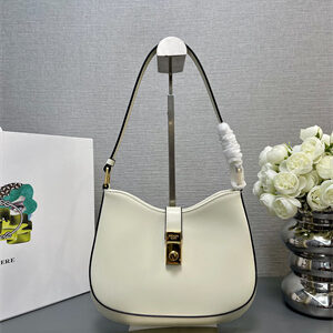 Prada Cleo Shoulder Bag Shinny Leather Ivory 1BC169