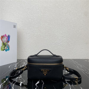 Prada Vanity Case Grained Leather Black 1BH202
