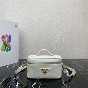 Prada Vanity Case Grained Leather White 1BH202