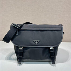 Prada Re-Nylon and leather shoulder bag Black 2VD052